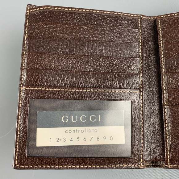 GUCCI Walet Brown Beige Monogram Canvas Leather - Picture 7 of 7